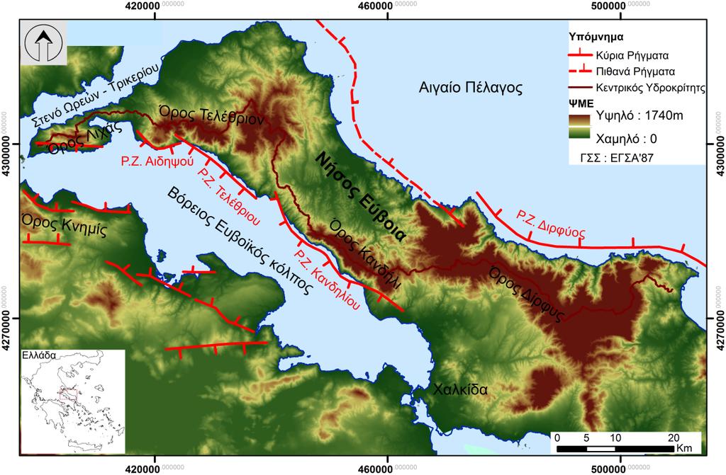 του υπολογισμού διαφόρων ποσοτικών γεωμορφολογικών και μορφοτεκτονικών δεικτών για 189 υδρογραφικά δίκτυα και τις αντίστοιχες λεκάνες απορροής τους στην περιοχή μελέτης.