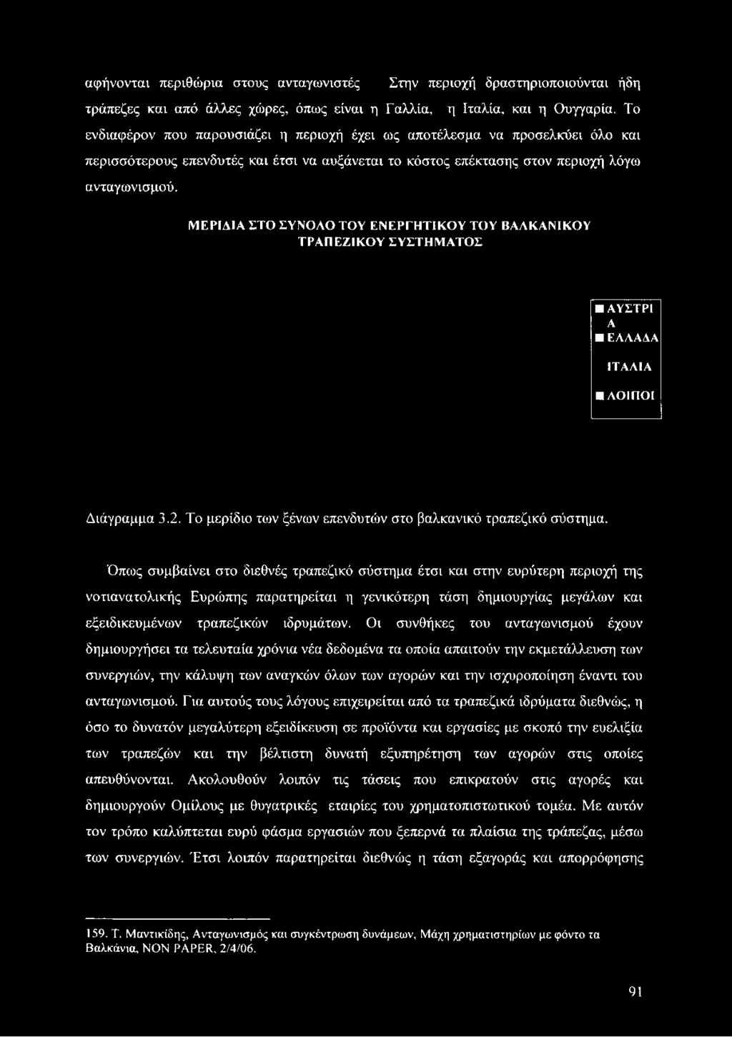 ΜΕΡΙΔΙΑ ΣΤΟ ΣΥΝΟΛΟ ΤΟΥ ΕΝΕΡΓΗΤΙΚΟΥ ΤΟΥ ΒΑΛΚΑΝΙΚΟΥ ΤΡΑΠΕΖΙΚΟΥ ΣΥΣΤΗΜΑΤΟΣ ΑΥΣΤΡΙ A ΕΑΑΑΔΑ ΙΤΑΑΙΑ ΛΟΙΠΟΙ Διάγραμμα 3.2. Το μερίδιο των ξένων επενδυτών στο βαλκανικό τραπεζικό σύστημα.