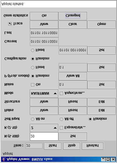 Page 2 of 13 Source Java code 14/07/2005 Βλέπε διευκρινήσεις Εγχειρίδιο χρήσης Η οθόνη του applet περιλαµβάνει έναν αριθµό συνιστωσών ελέγχου της προσοµοίωσης: Το ρολόι του συστήµατος.