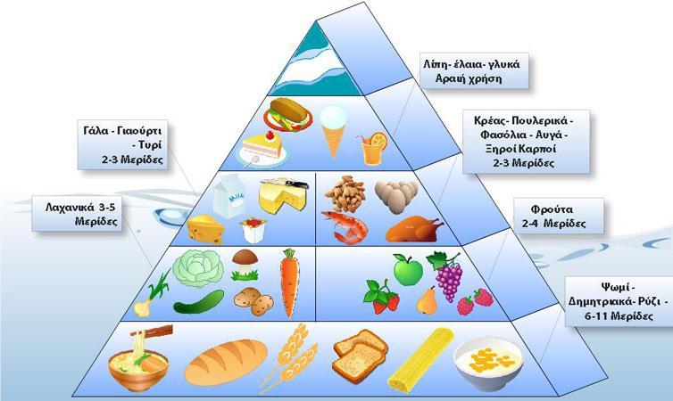 Οι τροφές ανάλογα με τη θρεπτικότητα και τη χρησιμότητά τους στον ανθρώπινο οργανισμό μπορούν να τοποθετηθούν σε μια διατροφική πυραμίδα Όσο ψηλότερα βρίσκεται μια τροφή στη διατροφική πυραμίδα τόσο