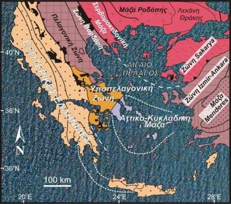 Γεωτεκτονική θέση της ΑΚΜ στον Ελλαδικό χώρο Εικόνα 1.