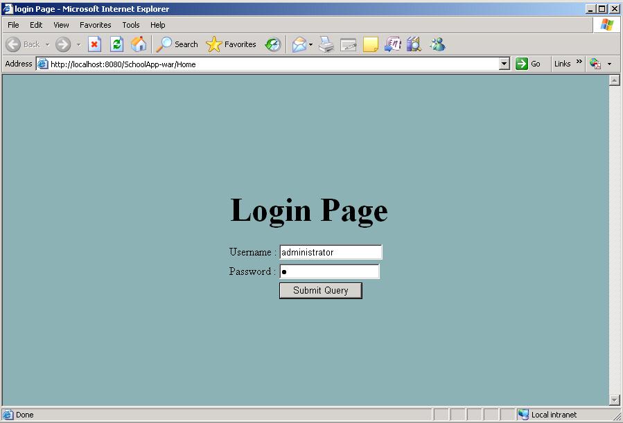 Με το τέλος της εκτέλεσης παρουσιάζεται η Login (login.jsp) ιστοσελίδα της εφαρμογής από τον εξυπηρετητή ιστού για την πιστοποίηση και εξουσιοδότηση των χρηστών. 8.2.