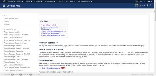 6.7 Help Η Βοήθεια για το Joomla μας παραθέτει αναλυτικές πληροφορίες για όλες της δυνατότητες του Joomla.