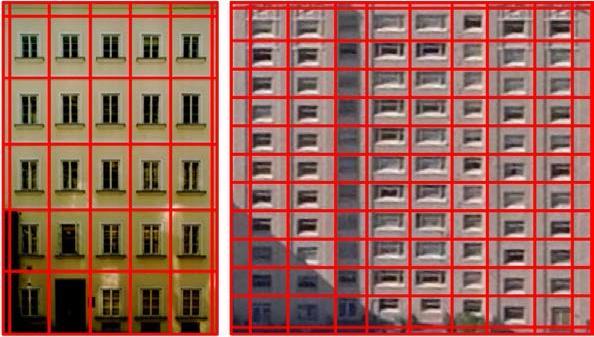 Εικόνα 68 : Κατάτμηση της πρόσοψης σε ορόφους και πλάκες (πηγή : Müller, 2007) Κατά το δεύτερο στάδιο γίνεται εντοπισμός συμμετρίας, εντοπίζονται δηλαδή παρόμοιοι όροφοι και πλάκες στην εικόνα.