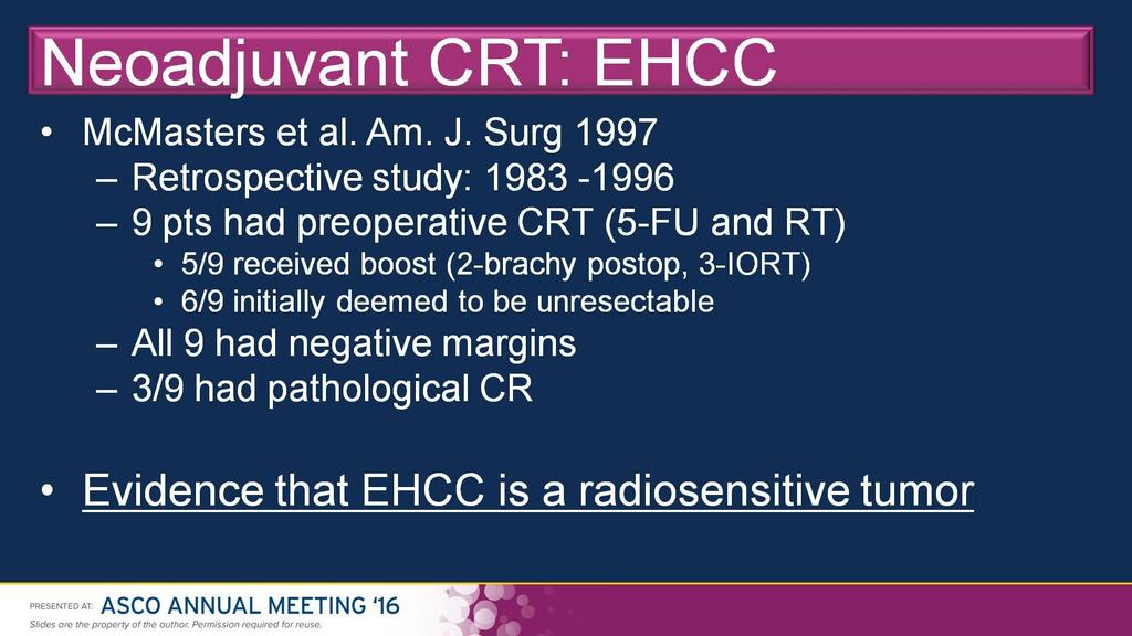 Προ-εγχειρητική θεραπεία Neoadjuvant CRT: EHCC
