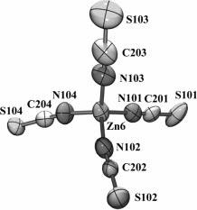088(7) Zn(1) N(12) 2.112(6) Zn(5) N(41) 2.078(7) Zn(2) O(11) 2.077(6) Zn(5) N(42) 2.114(8) Zn(2) O(41) 1.973(5) Zn(5) Cl(2) 2.169(5) O(21) Zn(1) N(11) 172.2(2) N(21) Zn(3) N(32) 119.