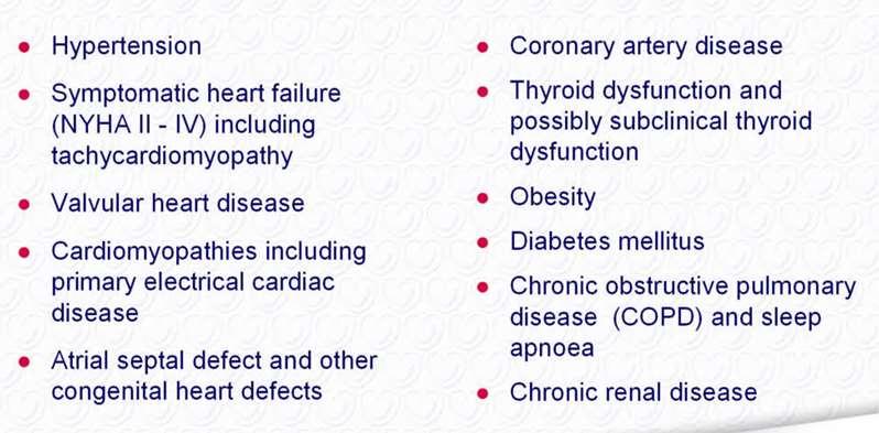 Conditions predisposing to, or encouraging progression of AF