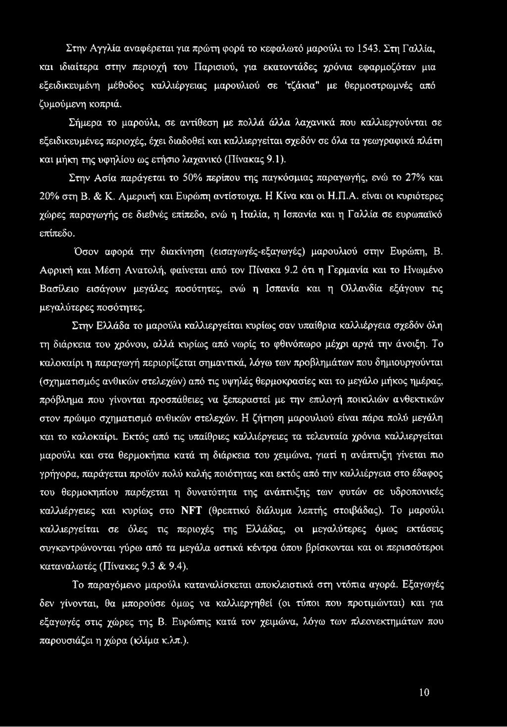 Σήμερα το μαρούλι, σε αντίθεση με πολλά άλλα λαχανικά που καλλιεργούνται σε εξειδικευμένες περιοχές, έχει διαδοθεί και καλλιεργείται σχεδόν σε όλα τα γεωγραφικά πλάτη και μήκη της υφηλίου ως ετήσιο