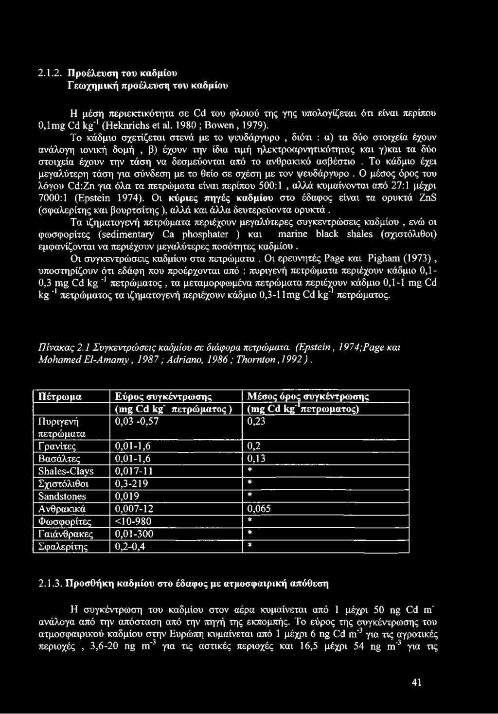 από το ανθρακικό ασβέστιο. Το κάδμιο έχει μεγαλύτερη τάση για σύνδεση με το θείο σε σχέση με τον ψευδάργυρο.