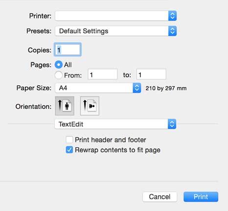 Εκτύπωση Βασικά σημεία εκτύπωσης - Mac OS X Οι εξηγήσεις στην ενότητα χρησιμοποιούν το TextEdit για παράδειγμα. Οι λειτουργίες και οι οθόνες διαφέρουν ανάλογα με την εφαρμογή.