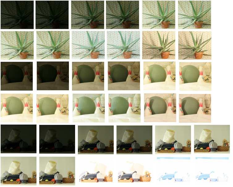 Εικόνα 5.1. Αντιπροσωπευτικές εικόνες με ραδιομετρικές διαφορές που χρησιμοποιήθηκαν ως στερεοζεύγη (σκηνές Aloe, Bowling1, Midd1).