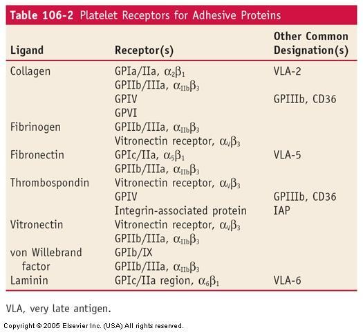 Οι υποδοχείς των αιμοπεταλίων είναι εξειδικευμένοι για συγκεκριμένους συνδέσμους-ligands GpIa/IΙa- υποδοχέας