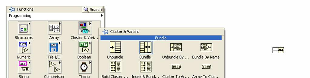 Γενικά τα bundle είναι το εργαλείο που δίνει το LabVIEW για την οµαδοποίηση δεδοµένων ή αποτελεσµάτων και το χειρισµό τους ως µία οντότητα.