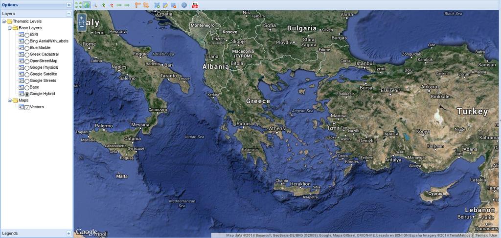 132 Κεφάλαιο 6. Οδηγός Εγκατάστασης και Χρήσης Σχήμα 6.3: Οθόνη σύνδεσης. υπόβαθρο το οποίο προβάλλεται εκείνη τη στιγμή στο χάρτη.