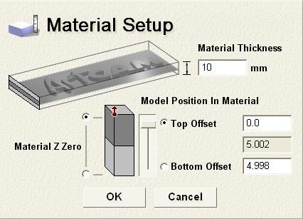 (Material thickness) OK Επιλογή Z slices apply Ορισμός Machine safe z (η