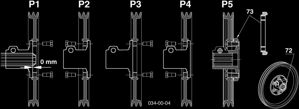 - Στη θέση συναρμολόγησης P5 μπορεί να στερεωθεί μαζί και ο δακτύλιος (RI). - Παραμερίστε τη ζεύξη με τις ωτίδες αρκετά μακριά (0 mm) στο προφίλ της μονάδας του ελκυστήρα.