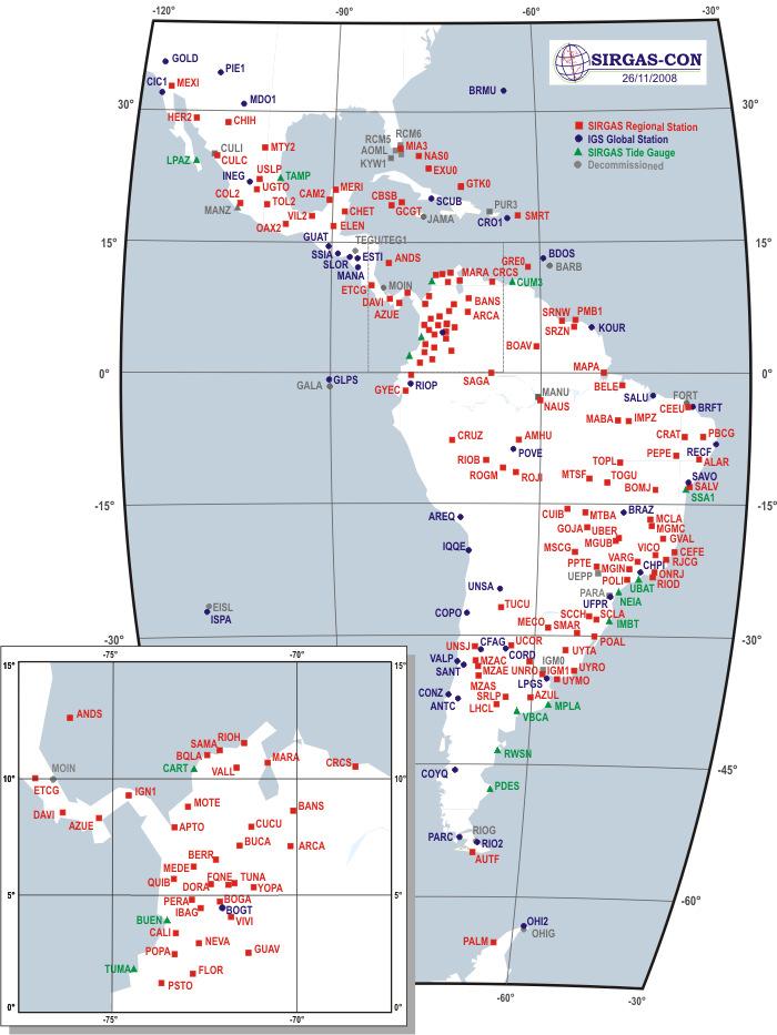 10 Κεφάλαιο 2 2.1.2.2 Το σύστημα SIRGAS Το σύστημα SIRGAS (SIstema de Referencia Geocentrico para las AméricaS) είναι το γεωδαιτικό/γεωκεντρικό σύστημα αναφοράς της Λατινικής Αμερικής.