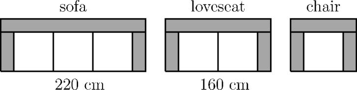 4 point problems (προβλήματα 4 μονάδων) 11. The Modern Furniture store is selling sofas, loveseats(lovecat), and chairs made from identical modular pieces as shown in the picture.