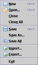 αποθήκευσης εγγράφων (Save, Save As ). Σημαντικές λειτουργίες είναι οι επιλογές εισαγωγής (Import ) και εξαγωγής (Export ) γραμμικού προβλήματος από και σε αρχείο excel αντίστοιχα. Εικόνα 3.