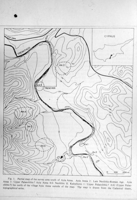 Τρέμιθος Τοπογραφικός χάρτης της περιοχής νοτίως της