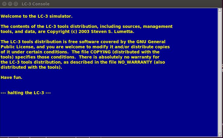 το LC-3 interface To LC-3 console χρησιμεύει