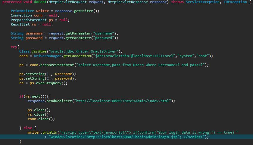 Το servlet αρχείο CheckLogin.java Εικόνα 10 - CheckLogin.java Εικόνα 11 - index.