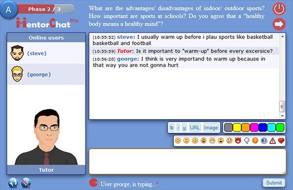 Περιβάλλον συνομιλίας του Mentorchat 2.2.2.2. Είσοδος Διδάσκοντα Το γραφικό περιβάλλον του Mentorchat για τους διδάσκοντες είναι τελείως διαφορετικό από αυτό των εκπαιδευομένων.