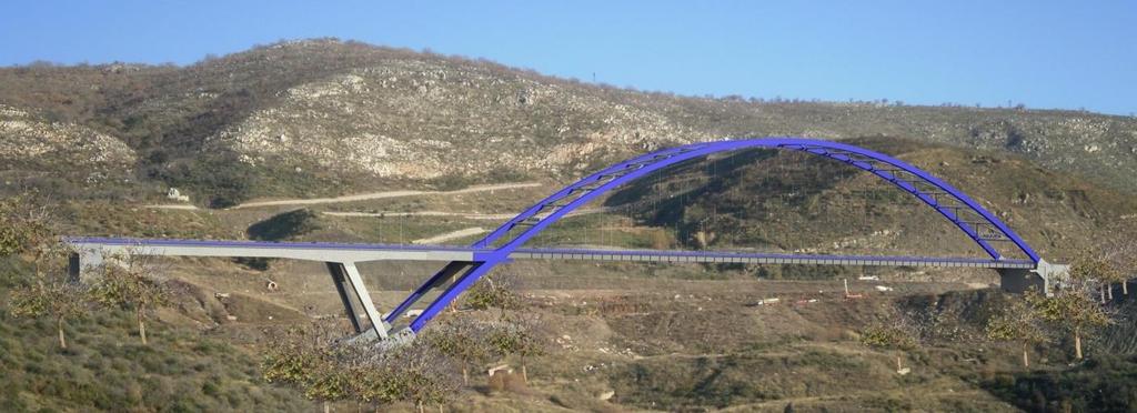 Οι κύριες ποσότητες των βασικών δομικών στοιχείων παρατίθενται στον Πίν. 4. Σχ.5: Προσωρινά βάθρα MT και βοηθητικοί πύργοι P1-P7 για την κατασκευή των τόξων 6.