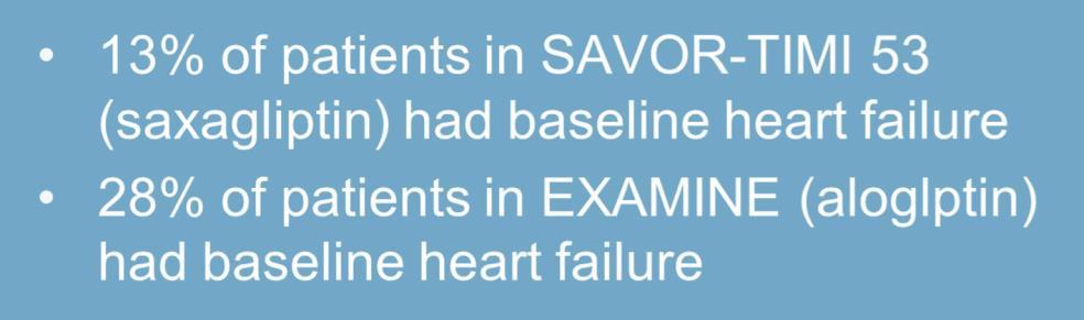 Meta-Analysis of Hospitalization for HF in the SAVOR and EXAMINE Trials DPP4i Placebo SAVOR 289 228 1.27 (1.06-1.51) EXAMINE 106 89 1.19 (0.89-1.