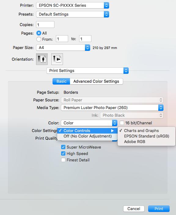 Επιλογές εκτύπωσης Σημείωση: Η επιλογή EPSON Color Controls δεν θα είναι διαθέσιμη στις ακόλουθες εφαρμογές εάν παραλειφθεί το βήμα 1.