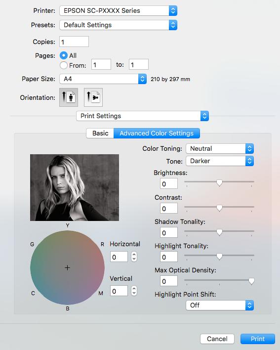 Επιλογές εκτύπωσης Επιλέξτε Color Management (Διαχείριση χρωμάτων) και έπειτα Document (Έγγραφο).