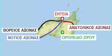 ΒΟΡΕΙΟΣ ΑΞΟΝΑΣ: ο οποίος περιλαμβάνει τις οικιστικές περιοχές των δημοτικών διαμερισμάτων Σκοπής, Έξω Μουλιανών, Μέσα Μουλιανών, Μυρσίνης.