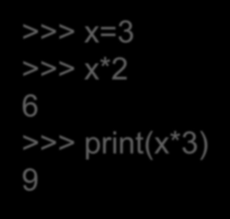 Μεταβλητές >>> x=3 >>> x*2 6 >>> print(x*3) 9 απόδοση τιμής <μεταβλητή> = <έκφραση> Οι