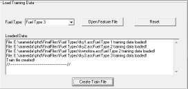 Μόλις ολοκληρωθεί η διαδικασία και έχουν φορτωθεί δεδομένα εκπαίδευσης για κάθε τύπο καύσιμης ύλης, ενεργοποιείται το κουμπί Create Train File.