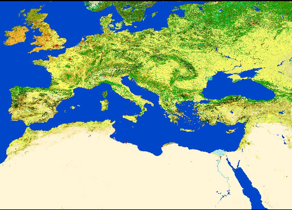 μελέτης (Εικόνα 4) με ανάλυση 1 km 1 km και με τα εικονοστοιχεία του να έχουν 1-1 αντιστοιχία με τα εικονοστοιχεία των χαρτών των εκτιμημένων LST τάσεων.