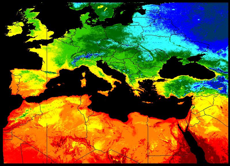 στους 273 K (0 ο C). Όσον αφορά στο νότιο τμήμα της περιοχής, σε αντίθεση με την ημέρα, τη νύχτα οι τιμές μειώνονται σημαντικά.