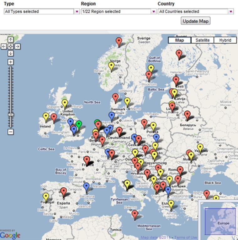 Χάρτες κουκίδων Pinpoint maps: Οι χάρτες κουκίδων δείχνουν την ακριβή τοποθεσία πραγμάτων. Δεν κωδικοποιούν αριθμητική πληροφορία, αλλά γεωγραφική πληροφορία ενός συνόλου αντικειμένων.