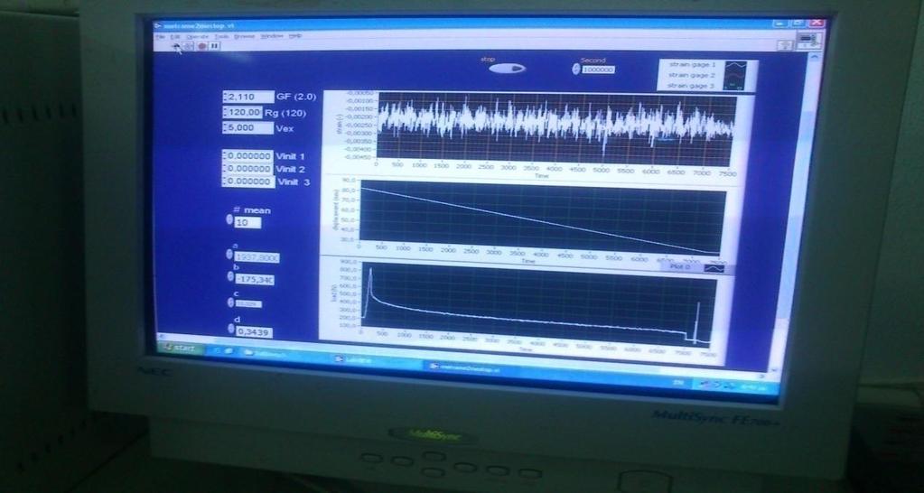 Σχήμα 5.22 Απεικόνιση αποτελεσμάτων δοκιμασίας από το πρόγραμμα LabView Οι μετρήσεις καταγράφονται με την μορφή αρχείων.