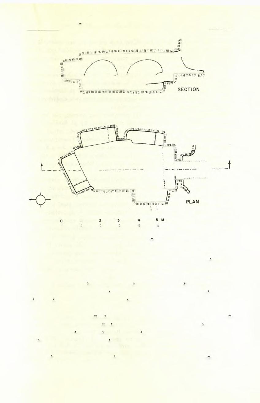 Αγγελικής Λεμπέση: Περισυλλογή Αρχαιοτήτων έν Κρήτη 247 Είκ. 4. Κάτοψις καί τομή τάφου των 'Αγίων Δέκα. J. SHAW 1970 κατά μήκος τής δυτικής παρειάς.