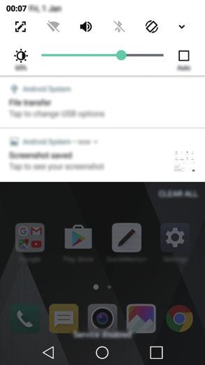 Notifications panel You can open the notifications panel by dragging the status bar