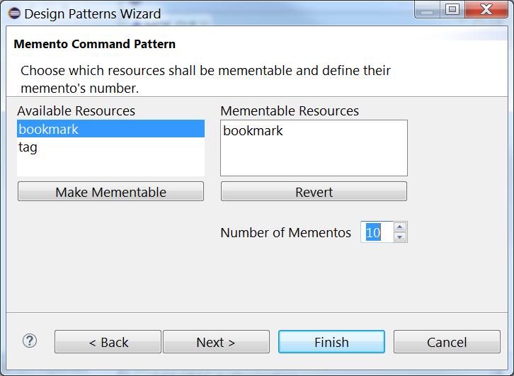 5.2.2 To πρότυπο Μνήμης στον πόρο bookmark Στον πόρο bookmark του RESTMarks θα εφαρμοστεί το πρότυπο Μνήμης για τη δημιουργία στιγμιότυπων