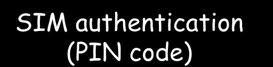 Διαχείριση ασφάλειας στο UMTS GSM SIM authentication (PIN code) User