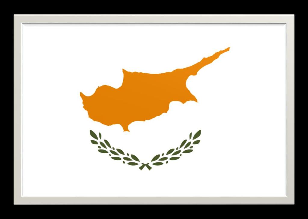 29 Κυπριακή Σημαία Στη σημαία προβάλλεται: 1. Η Κύπρος με πορτοκαλί χρώμα σε άσπρο φόντο. Το χρώμα της Κύπρου στη σημαία συμβολίζει τον άλλοτε άφθονο χαλκό που υπήρχε στο νησί.