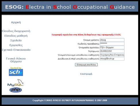 Η διαδικτυακή εφαρμογή ESOG: Εγχειρίδιο χρήσης * Σ. Ουγιάρογλου, M.Sc., Καθηγητής Πληροφορικής, Γ.Ε.Λ. Θέρμου Αιτ/νίας stoug@sch.