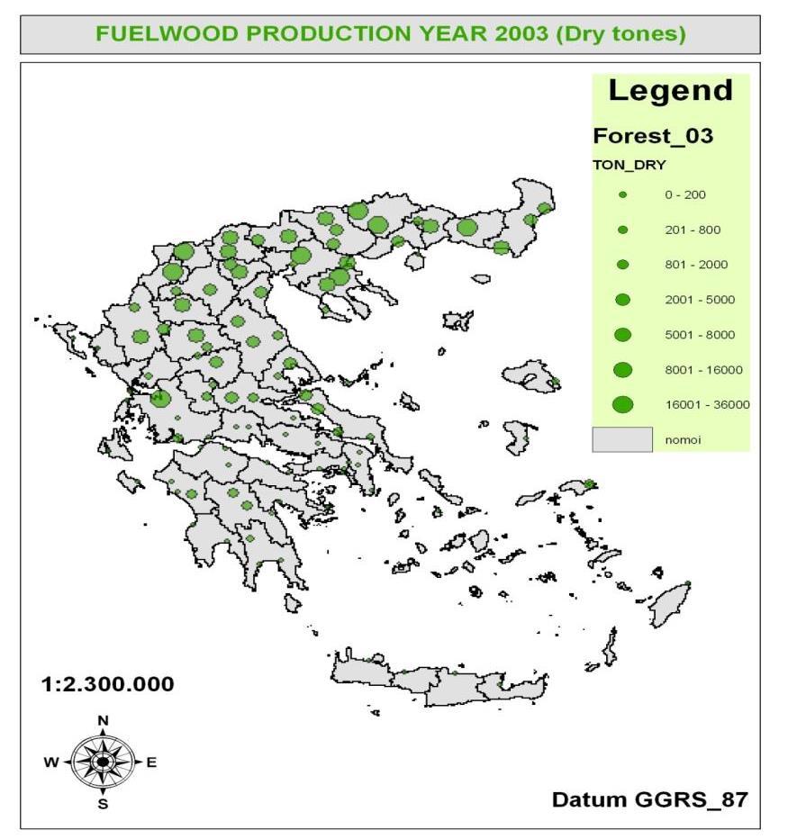 Τεχνικά διαθέσιμο δυναμικό καυσόξυλων Τεχνικά διαθέσιμο δυναμικό: