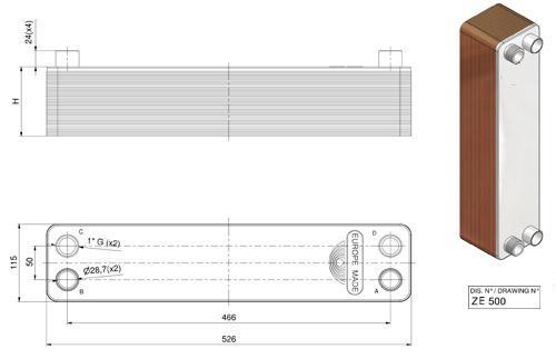 Πλακοειδής Εναλλάκτης ZE500 30 Σειρών Πλακοειδής Εναλλάκτης ZE500 Τεχνικά Χαρακτηριστικά: Πιέσεις Λειτουργίας Θερμοκρασίες Λειτουργίας Υλικό κατασκευής πλακών Υλικό Συνδέσεων Συνδέσεις νερού