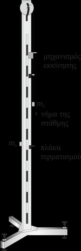 Εικόνα 4.3 Μηχανή Atwood. 3. Νήμα 4. Συλλογή βαριδίων Αποτελείται από: 2 βασικά βαρίδια των 70 g, δεμένων στα άκρα του νήματος.