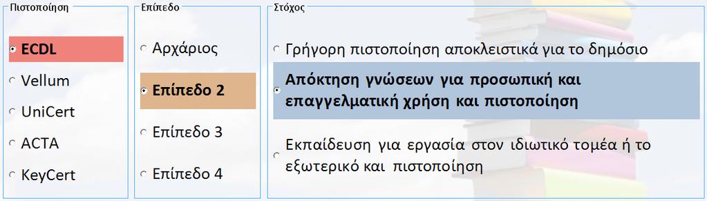 Η Αθηνά υποστηρίζει τους πιο δημοφιλείς φορείς πιστοποίησης και προσαρμόζει το περιεχόμενό της ανάλογα με την επιλογή που θα γίνει.