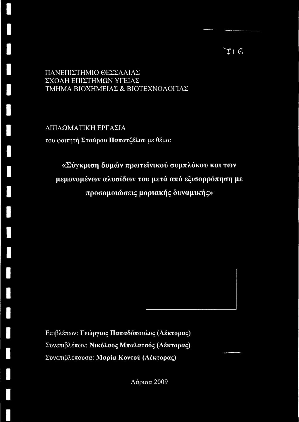 δυναμικής» Επιβλέπων: Γεώργιος Παπαδόπουλος (Λέκτορας) Συνεπιβλέπων: