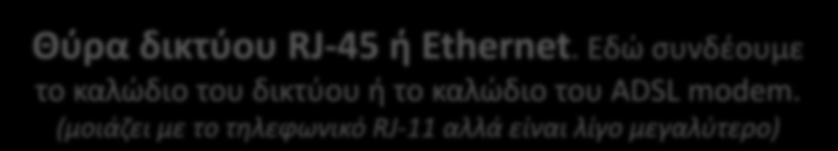 Εδώ συνδέουμε το καλώδιο του δικτύου ή το